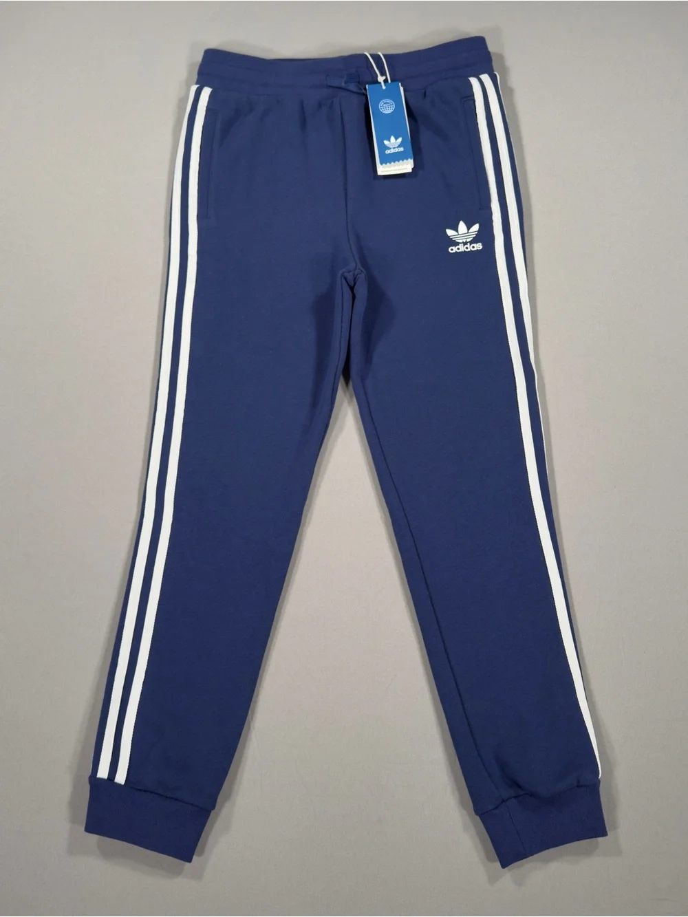 Adidas Youth M Medium Trefoil Pants Navy Blue White Stripe Joggers Tracksuit NWT